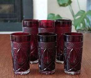 Pressed Glass Tumblers – Set of 6