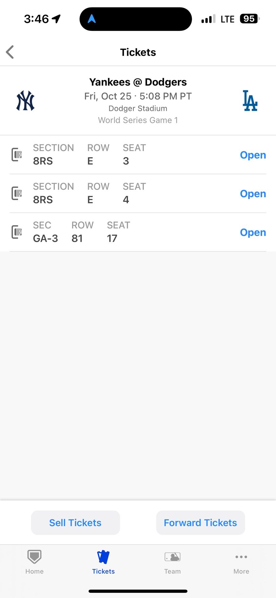 World Series Game 1 Excellent Seats