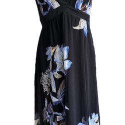 White House Black Market Women's Black Floral Halter High-Low Maxi Dress Size 2