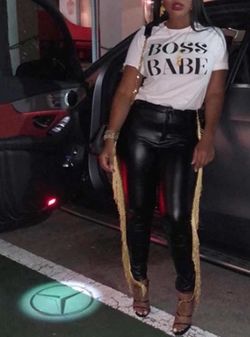 Leather fringe pants