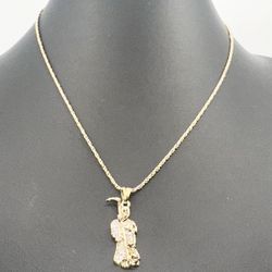 14Kt Yellow Gold Filled Grim Reaper Vintage 1.2x0.4 Inches 2.13Ct. TCW Pendant  