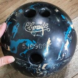 Vintage Ebonite Bowling Ball & Clark Leather Bowling Ball Bag