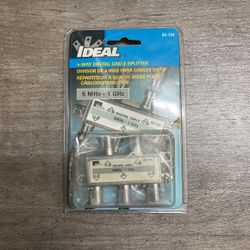 Ideal ~ 4-Way Digital Cable Splitter 85-134, 5 MHz-1 GHz, 75 ohm, Nickel Plated 