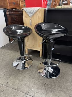Set of 2 Bar Stools Adjustable Height 
