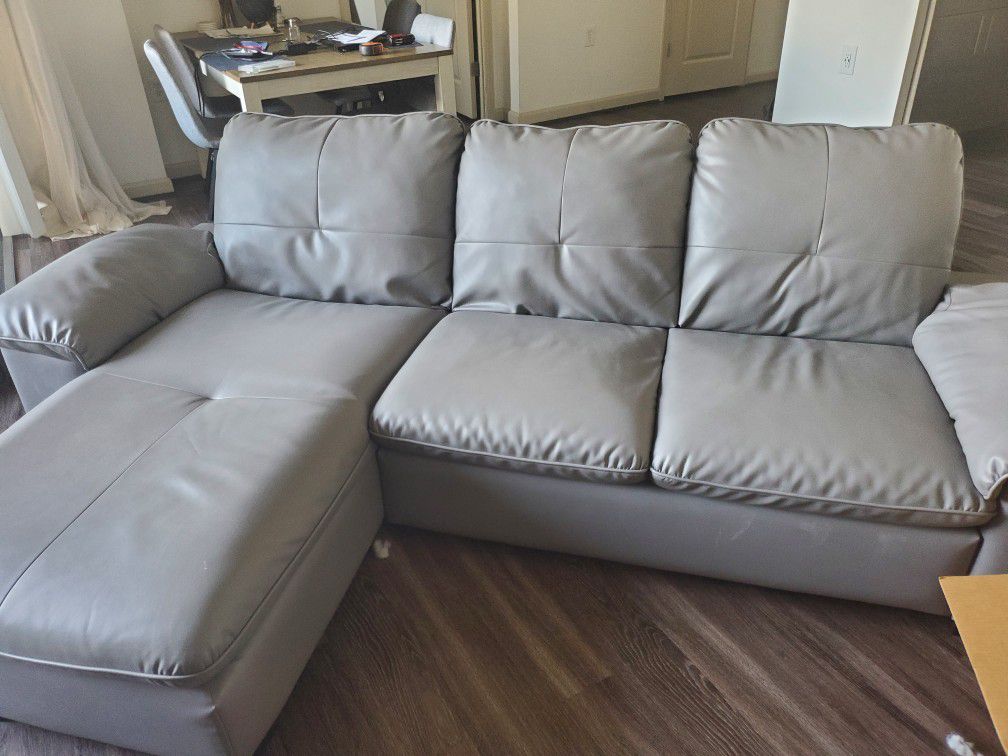 Grey L Shape Chaise Sofa