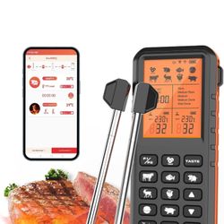 Wireless Meat Thermometer, 500FT Smart Digital Meat Thermometer with 2 Probes