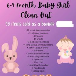 6-9 Month Baby Girl Clothes Bundle - 93 Items