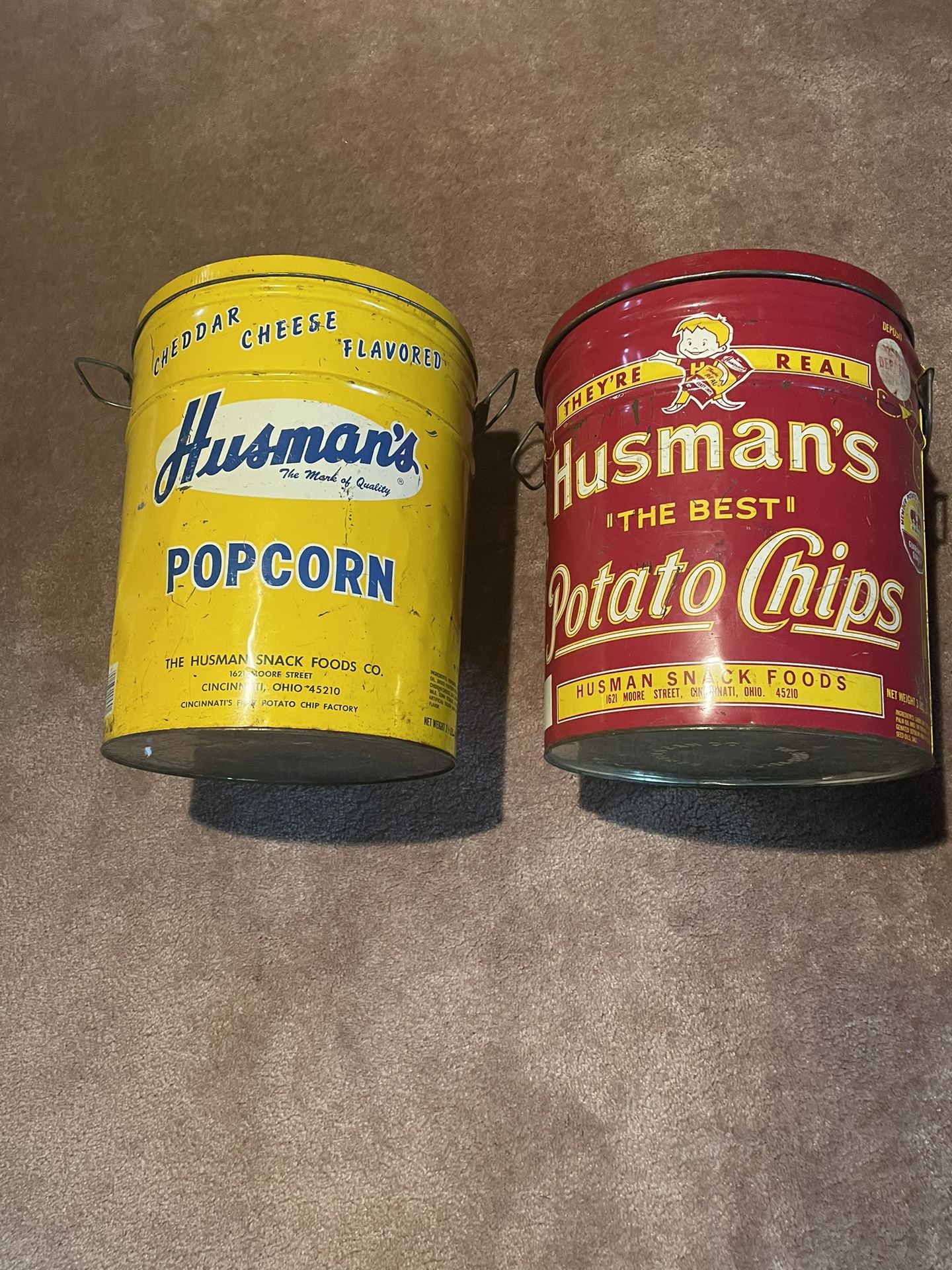 “SOLD” Vintage Husman’s Potato Chip And Popcorn Cans