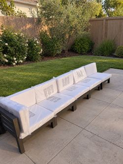 New 5-Seat Outdoor Patio Set with Cream Cushions