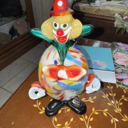 Murano Art Glass Clown Figurine • Hand Blown Collectible Decorative Glass Statue