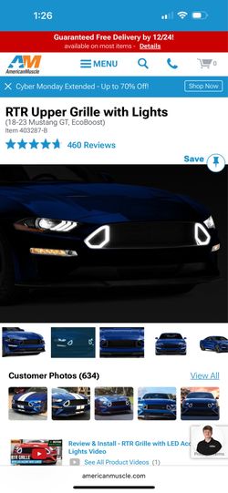 RTR Upper Grille with Lights (18-23 Mustang GT, EcoBoost) & JEL 3.0 Oil Separator; Black Anodized; Driver Side (15-23 Mustang EcoBoost)