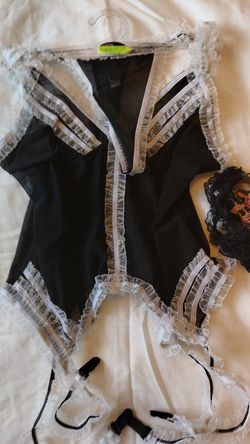 Bustier with thong and garters