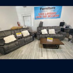 Barcelona Gray Fabric Reclining Sofa/Loveseat Sets---$1299---Wow!!!---No Credit Needed Financing Available 
