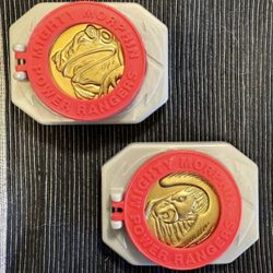 (2) Vintage 1995 Mighty Morphin Power Ranger Buckle w/ Coins