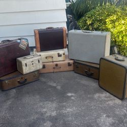 Set of 9 Vintage Suitcaes