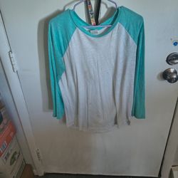 Victoria's secret Pink Teal and White Raglan Baseball Shirt