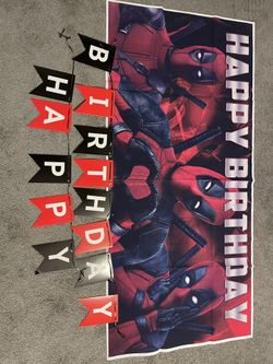 Deadpool Happy Birthday Banner & Red And Black Happy Birthday Sign