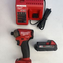 M18 FUEL SURGE 18V Lithium-lon Brushless Cordless 1/4 in. Hex Impact Driver Battery&Charger