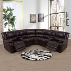 Brown synthetic leather recliners household living area collection home furniture 3 piece for sale near me