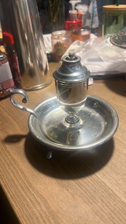 Vintage SHIRLEY Pewter Whale Oil Lamp Hand-made Colonial Williamsburg Va