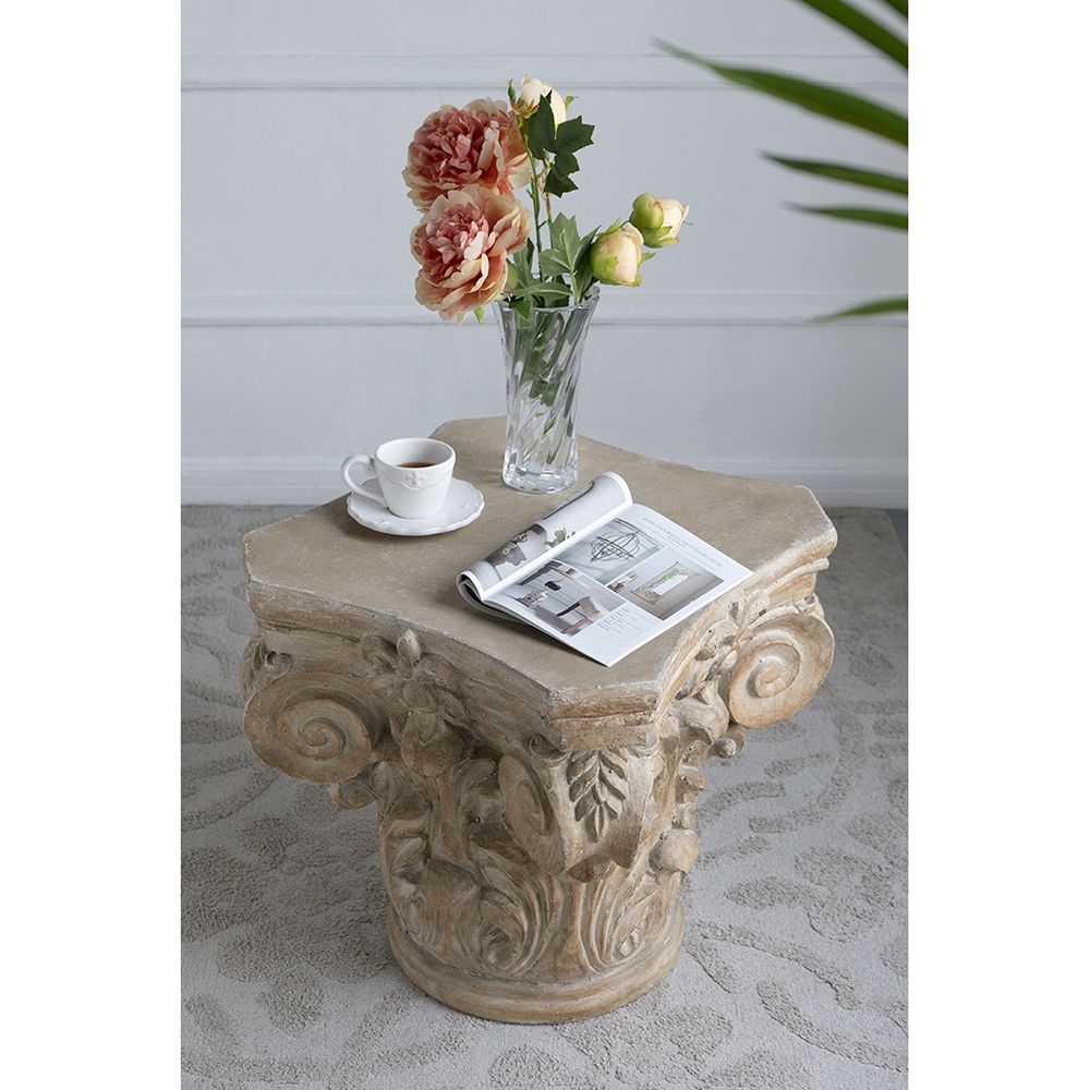18x18x18.5" Large Roman Column Cap Pedestal, Side Table