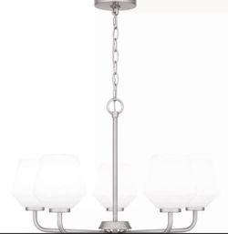 Lamp chandelier Quoizel Nie5025 Nielsen 5 Light Chandelier Brushed Nickel ( Make Me An Offer)