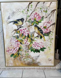 Antique Abstract Oil Painting Signed Lee Reynolds 40.5”Lx51”H