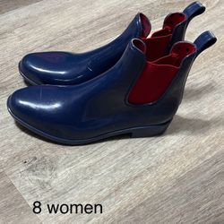 Ralph Lauren Blue And Red Rain Boots Size 8women