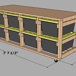 Tote Storage With Benchtop 