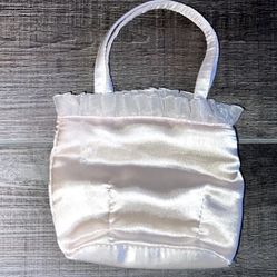 Small Pink Satin Purse with Ribbon Trim