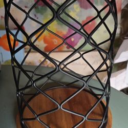 Verticle Revolving Black Metal K-Cup Storage Rack With Wood Base - 11" H - 8" W