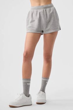 Alo Yoga Low Key Sweat Short Athletic Heather Grey New XXS (00-0)