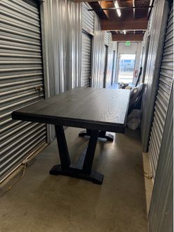 Rustic Black Dining Table & Bench Set – Farmhouse Style