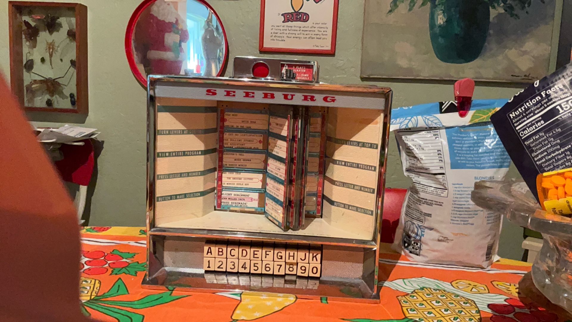 Vintage Seaberg Table, Top Wall, Jukebox, Selector, Diner, Rock ‘N’ Roll, Music Records, Man Cave