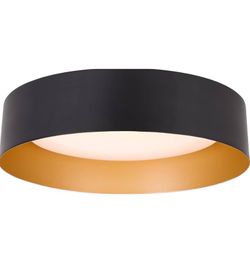 Flush Mount Ceiling Light,Matte Black with Gold Interior,12.5"18W LED ceiling light with 3000K warm white lighting