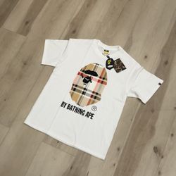 WHITE BURBERRY BAPE TEE