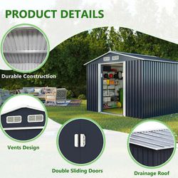 JAXPETY 8.4 ft. W x 8.4 ft. D Outdoor Storage Building Metal Storage Shed Garden
