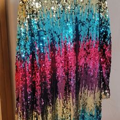 L'ATISTE Rainbow Festival Sequin Blazer, XL