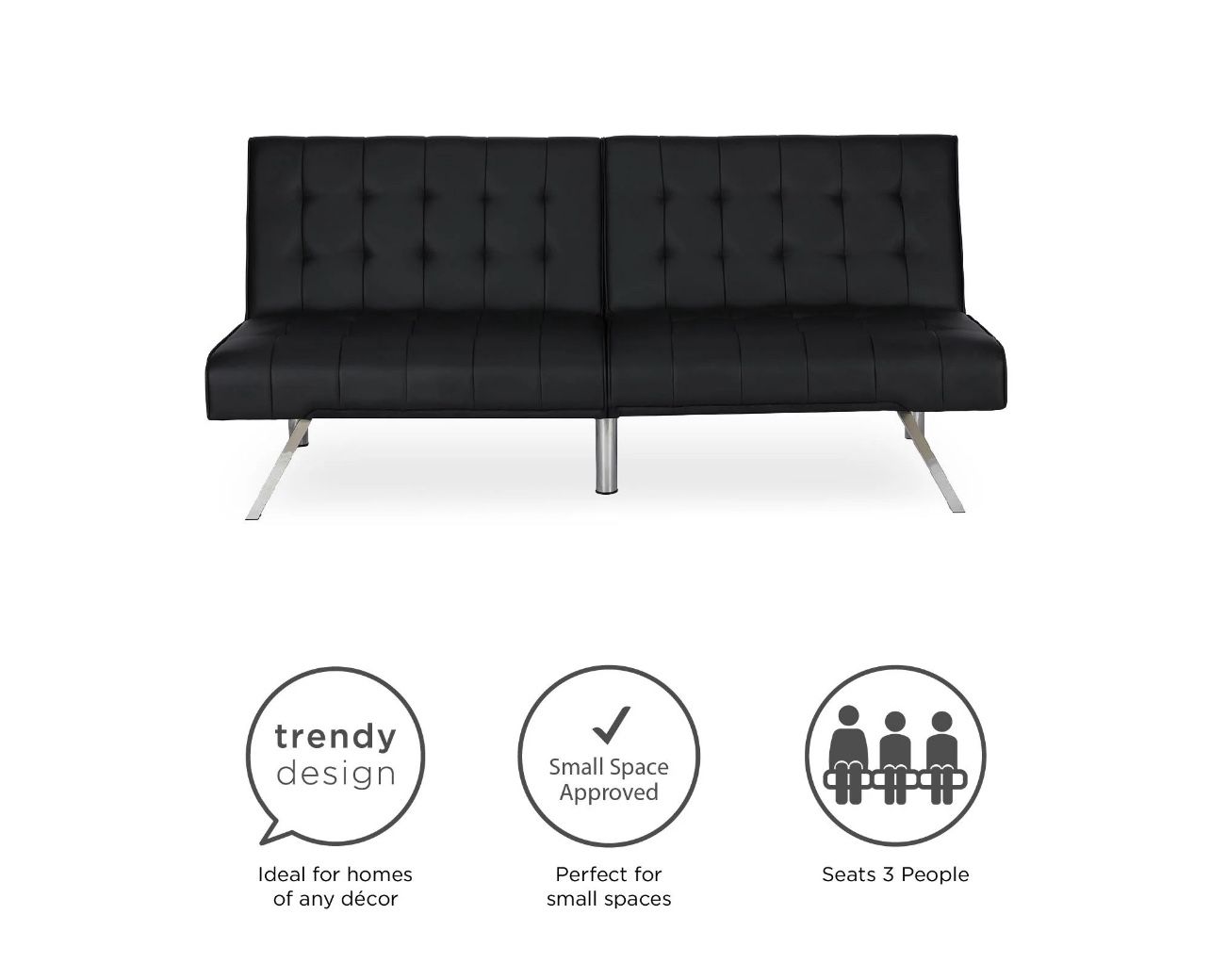 Brown Faux Leather Futon