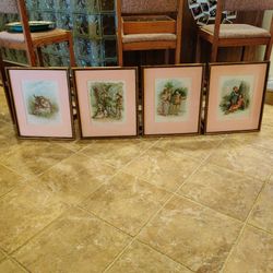 SET OF 4 FRAMED ANTIQUE PRINTS BY FRANCES BRUNDAGE 