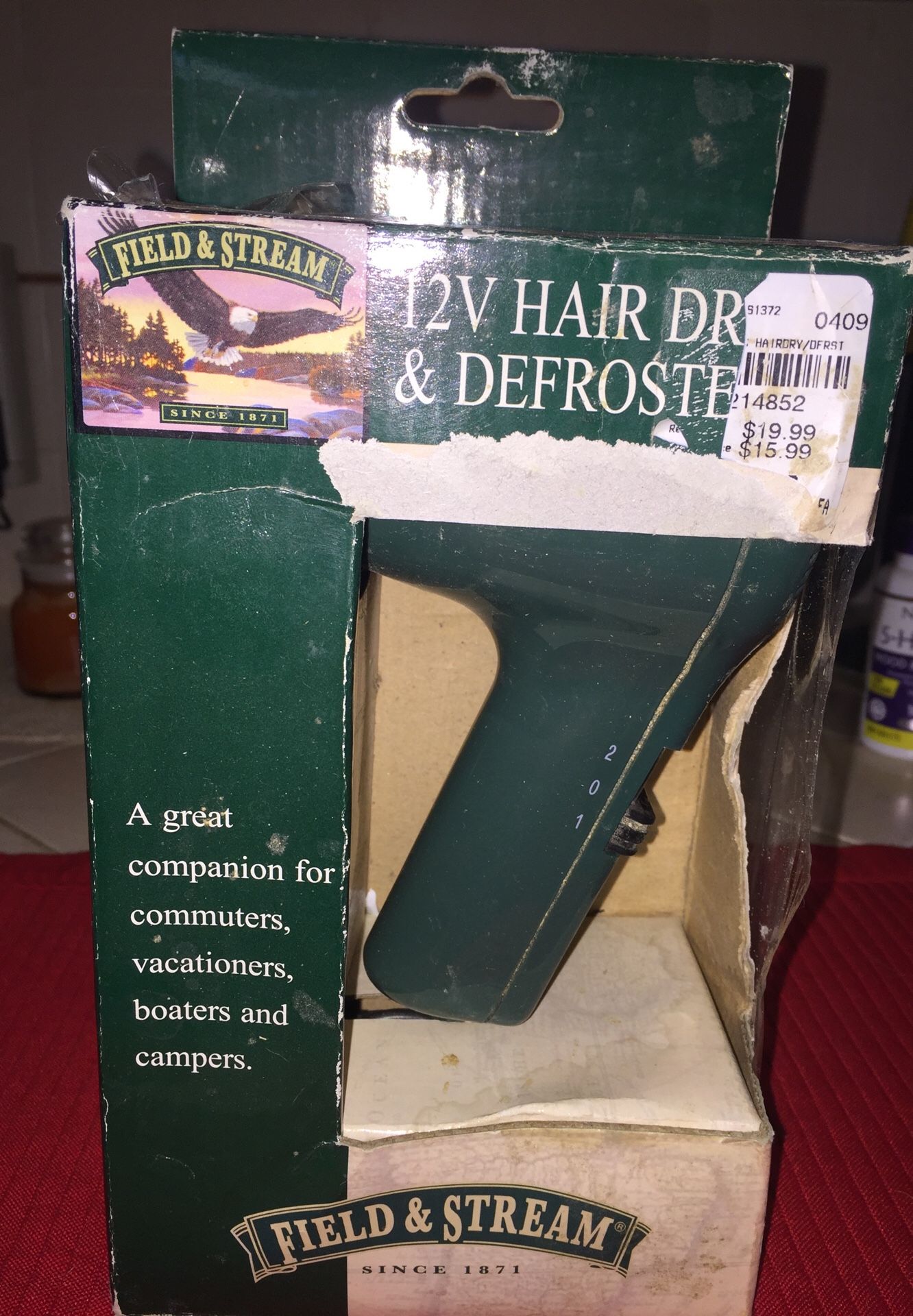 Field & stream 12v hair dryer & defroster. Great for camping