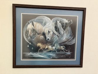 Carole Bourdo Signed Limited Edition Print 138/150 – Wild Ponies of Chincoteague Island – Framed