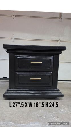 One Black Night Stand Side Accent Table Refinished Black And Gold Pulls