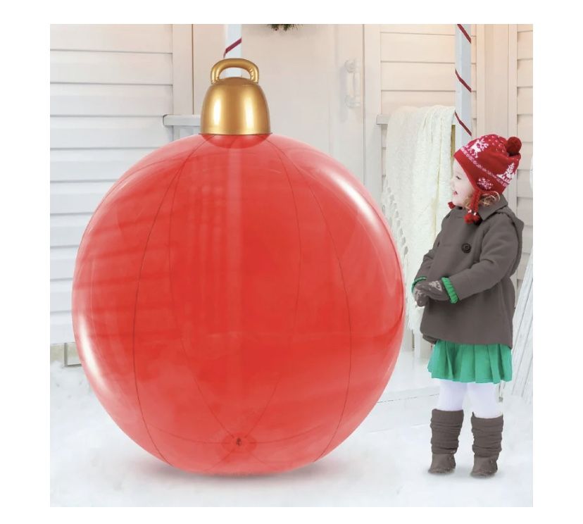 4ft Giant Red Ornament Christmas Inflatable Blowup Yard Decor Lawn Decoration