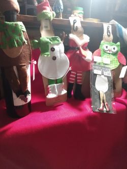 Wine Bottle Christmas Outfit's 4 Pcs.and 1shakea Leg. 