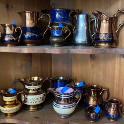 Antique Copper Luster Pitchers
