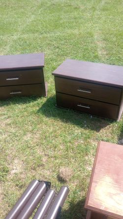 Pair of Dark Brown 2-Drawer Nightstands
