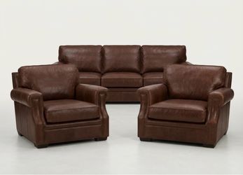 Bernhardt Top-Grain Leather Sofa + 2 Armchairs Excellent Condition
