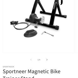 Bike Trainer Stand Indoor Riding - Sportneer Magnetic Stationary Bicycle Exercise Stand With Noise Reduction Wheel, 6 Resistance Adjustable Black