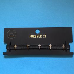 NEW!! Forever 21 Silver Cross &Faux Black Leather Necklace